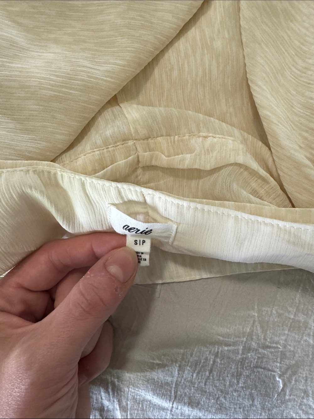 aerie Cream Tiered Wrap Skater Skirt with Side Tie - Picture 2 of 2